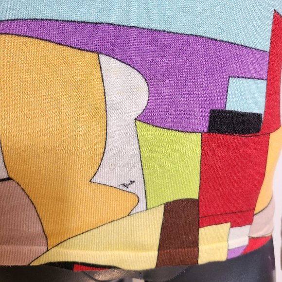 Emilio Pucci Iride Print Silk/Cotton Sweater Pullover Top - Size: 38 - Picture 3 of 16